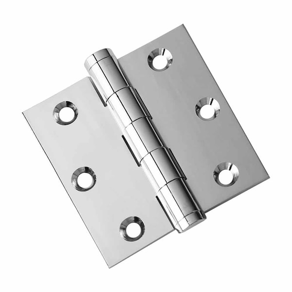 Embassy 3 x 3 Solid Brass Hinge, Polished Chrome US26 Finish with Flat Tips 3030US26F-1 - main